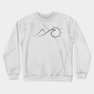 Mountain Waves And Sun Minimalistic Cute Crewneck Sweatshirt